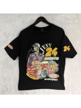 Jeff Gordon 24 Skull Nascar Racing Dupont T-Shirt Men's Large Motocore Black